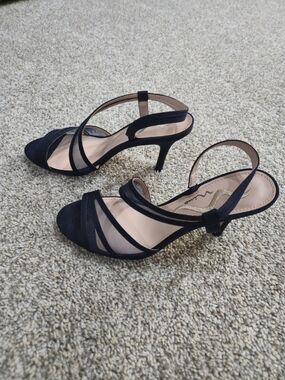 Nina Blue Satin Mesh Slingback